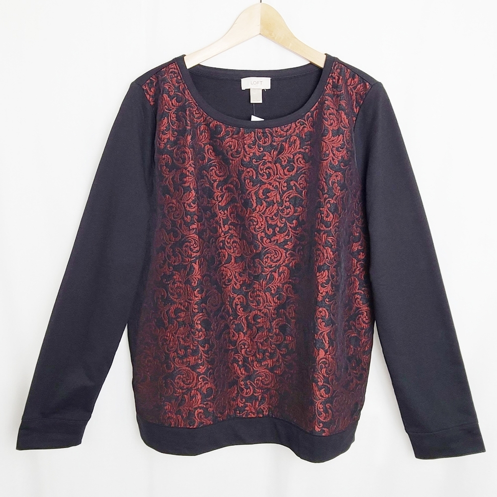 NWT LOFT Jacquard Front Scoop Neck Sweatshirt